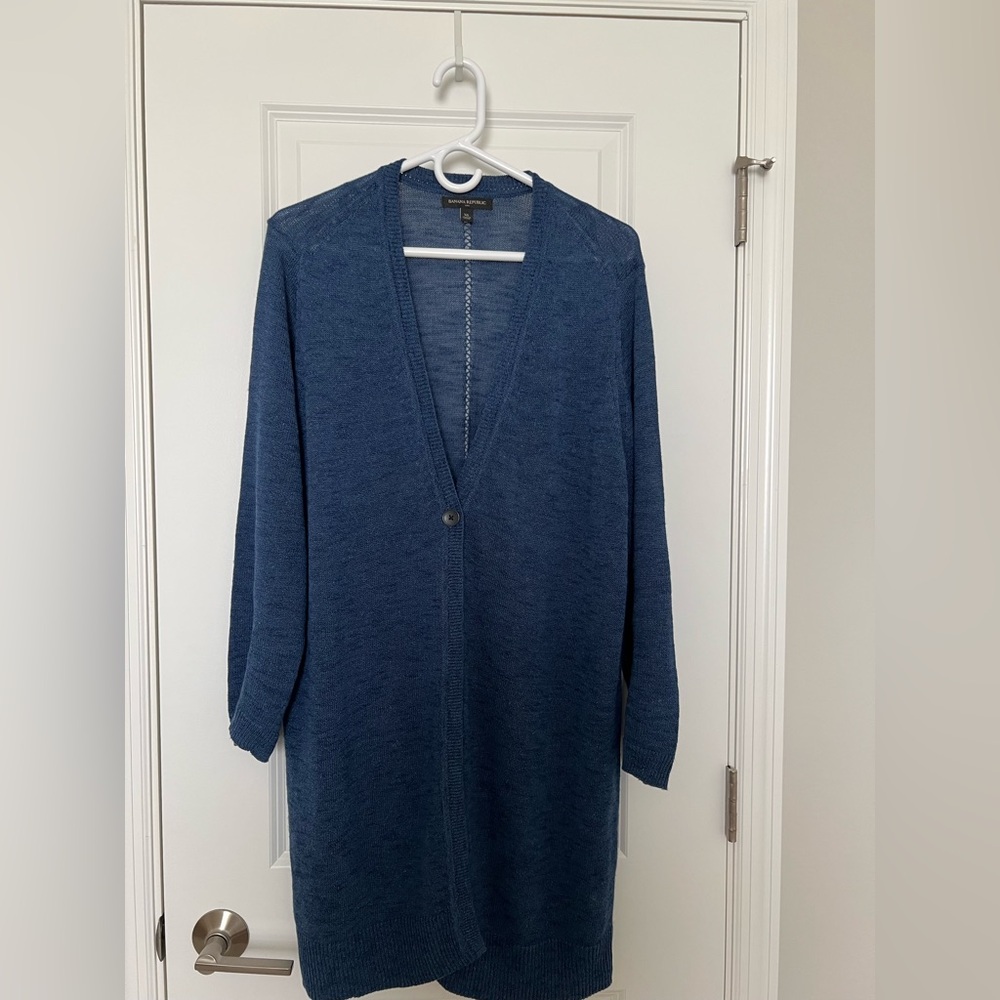 Banana Republic Factory Heather Blue Long Knit Cardigan